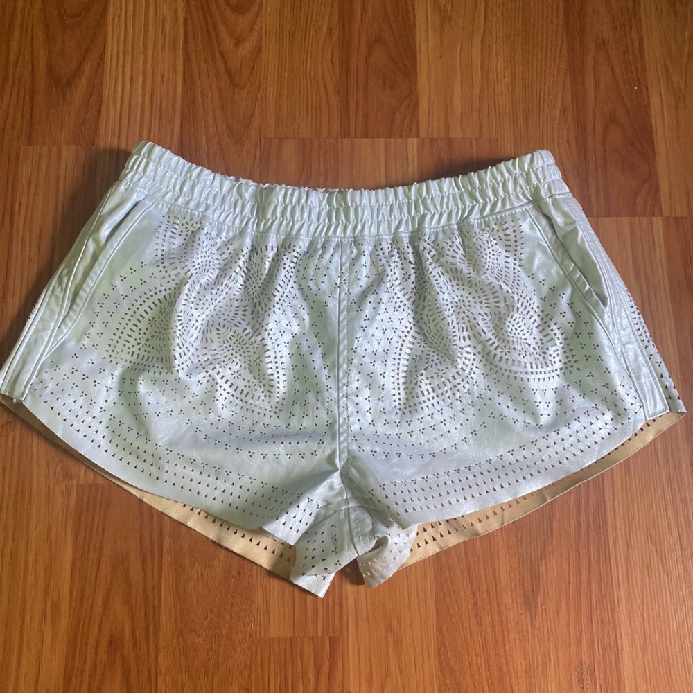 Blank NYC White Shorts with Cut Out Flower Shapes